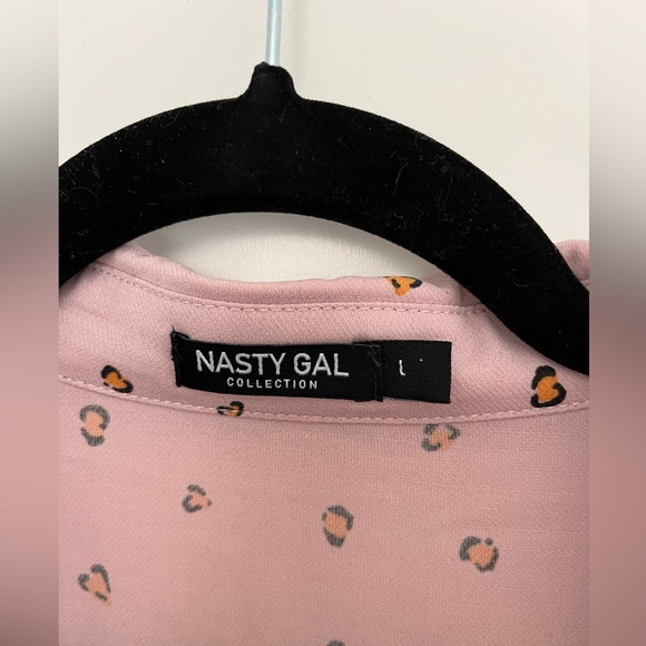 Nasty Gal pink leopard print oversized shirt - Picture 3 of 3